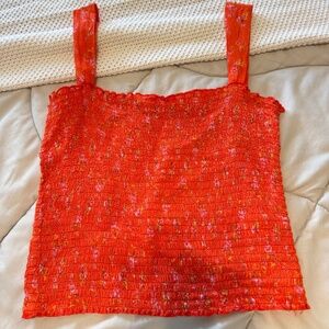 Orange floral tank top